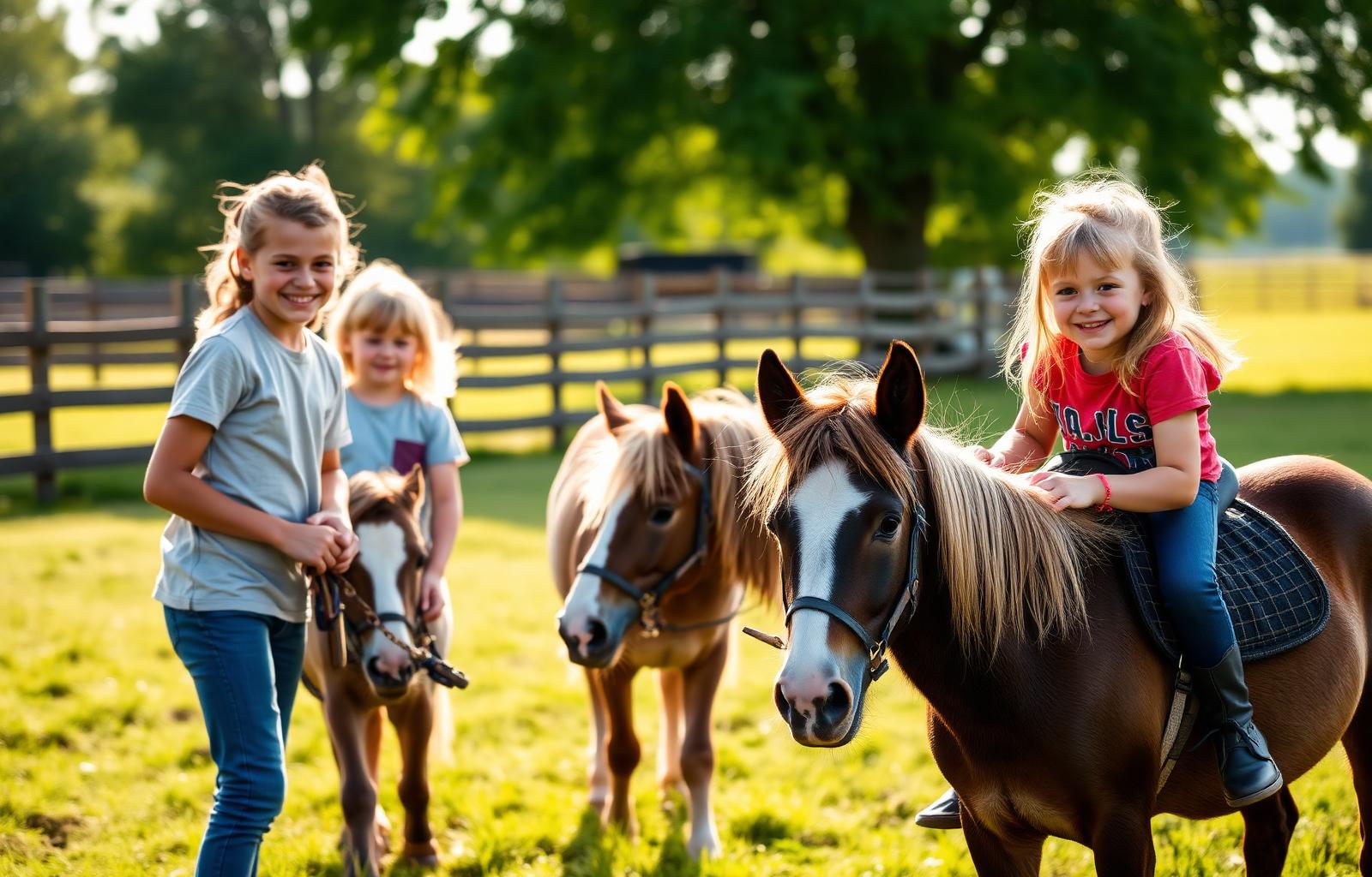 Kinderen van 8+ verzorgen en rijden zelf hun pony tijdens de ponykamp dag in Nijkerk